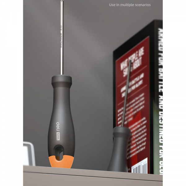 Крестовая отвертка "Home Series Gray" Deli HT1203C PH0x75мм Эксклюзивный дизайн, рукоятка из высококачественного софттач пластика