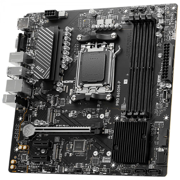 Материнская плата MSI PRO B650M-P B650, AM5, 4*DDR5, 1*PCIEx16, 2*PCIEx1, 2*M.2, 1*TypeC, 2*USB3.2Gen2, 4*USB3.2Gen1, 8*USB2.0, 4*SATA3.0, 2.5G, VGA, DP, HDMI, M-ATX, RTL