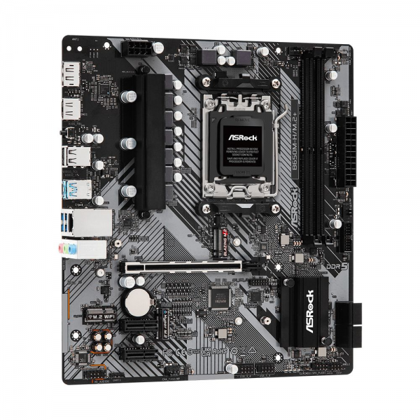 Материнская плата ASRock B650M-H/M.2+, Socket AM5, AMD B650, 2xDDR5-5200, HDMI+DP, 1xPCI-Ex16, 2xPCI-Ex1, 4xSATA3(RAID 0/1/10), 2xM.2, 8 Ch Audio, 1x2.5GLan, (2+4)xUSB2.0, (3+2)xUSB3.2, (1+0)xUSB3.2 Type-C™, mATX, RTL