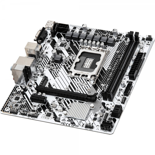 Материнская плата ASRock H610M-HDV/M.2+ D5, Socket 1700, Intel®H610, 2xDDR5-4800, D-SUB+HDMI+DP, 1xPCI-Ex16, 1xPCI-Ex1, 4xSATA3, 1xM.2, 8Ch Audio, GLan, (4+2)xUSB2.0, (1+2)xUSB3.2, (1+0)xUSB3.2 Type-C™, 1xPS/2, mATX, RTL