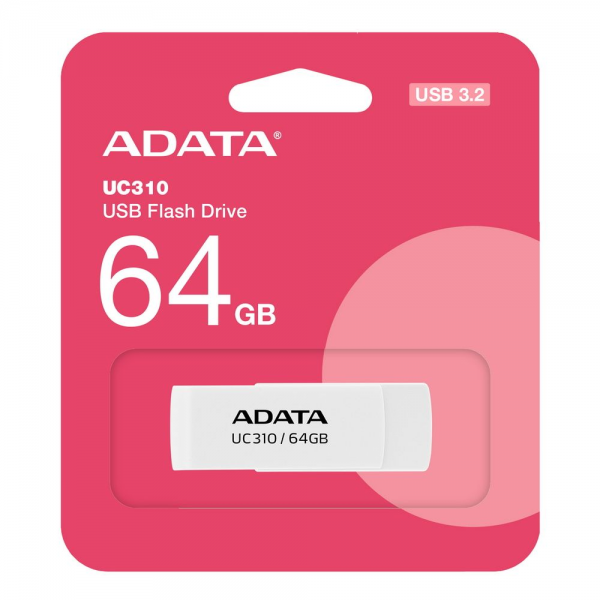 USB накопитель ADATA 64GB USB 3.2 Gen1 UC310-64G-RWH White