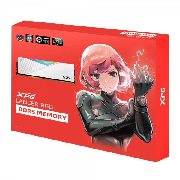 Модуль памяти ADATA 32GB DDR5 6000 DIMM XPG Lancer RGB 2*16, 1.35V, CL30-40-40, On-Die ECC, Power Management IC, white