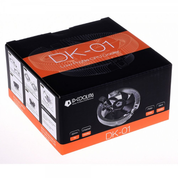 Вентилятор ID-COOLING DK-01 LGA1700/1200/115X/AM4/AM3/+/AM2/+/FM2/+/FM1 (60шт/кор, TDP 95W, PWM, FAN 92mm) RET