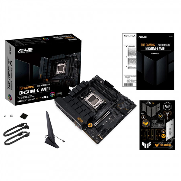 Материнская плата ASUS TUF GAMING B650M-E WIFI AM5 mATX 4xDDR5 PCIEx16 2xPCIEx1 2xM.2 USB-C HDMI 2xDP 2.5GLAN Wi-Fi 6
