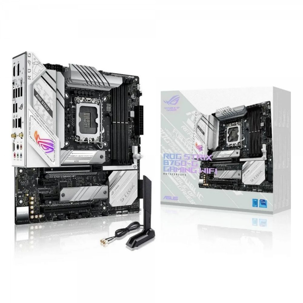 Материнская плата ASUS ROG STRIX B760-G GAMING WIFI LGA1700 mATX 4xDDR5 2xPCIEx16 2xPCIEx1 2xM.2 2хUSB-C DP HDMI 2.5GLAN Wi-Fi 6Е