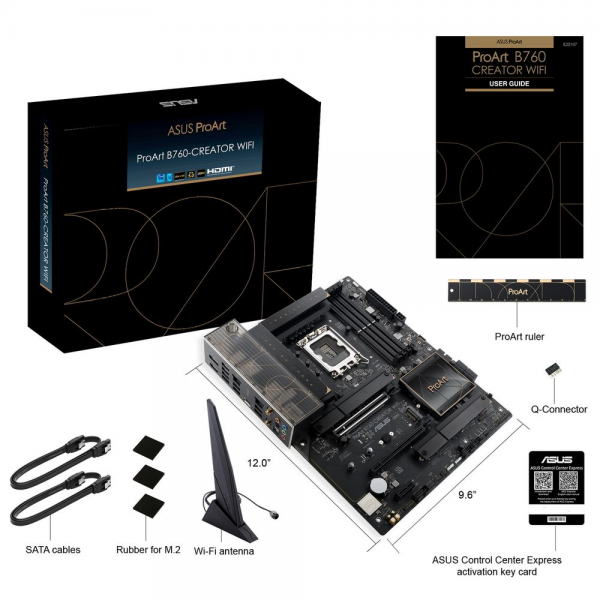 Материнская плата ASUS PROART B760-CREATOR WIFI LGA1700 ATX 4xDDR5 2xPCIEx16 PCIEx1 3xM.2 USB-C DP HDMI GLAN 2.5GLAN Wi-Fi 6
