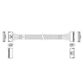 Кабель JPC P7321GB00800-3    Cable MCIO x8 74P (STRAIGHT TYPE)  -TO-  MCIO x8 74P (STRAIGHT TYPE) , 85 Ohm, L:80cm