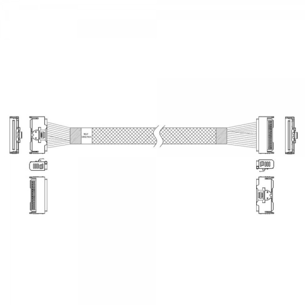 Кабель JPC P7321GB00800-3 Cable MCIO x8 74P (STRAIGHT TYPE) -TO- MCIO x8 74P (STRAIGHT TYPE) , 85 Ohm, L:80cm
