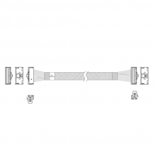 Кабель JPC P7323GB00800-1    Cable MCIO x8 74P (угловой Right Angle)  -TO-  MCIO x8 74P (угловой Right Angle) , 85 Ohm, L:80cm