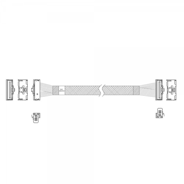 Кабель JPC P7323GB00800-1 Cable MCIO x8 74P (угловой Right Angle) -TO- MCIO x8 74P (угловой Right Angle) , 85 Ohm, L:80cm