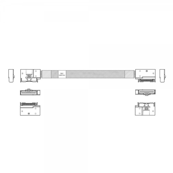 Кабель JPC P732FGB00800-1 Cable MCIO x8 74P (угловой Left Exit) -TO- MCIO x8 74P (угловой Left Exit) , 85 Ohm, L:80cm
