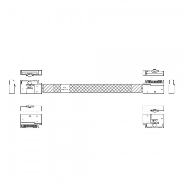 Кабель JPC P732EGB00800-1 Cable MCIO x8 74P (угловой Right Exit) -TO- MCIO x8 74P (угловой Right Exit) , 85 Ohm, L:80cm