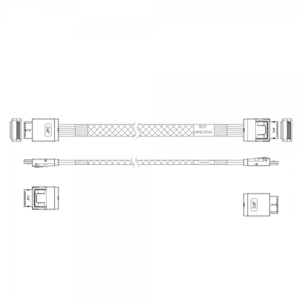 Кабель JPC P47SSDN01000-2 Cable OCuLink x4 42P (прямой Straight Type) -TO- OCuLink x4 42P (прямой Straight Type) , 85 Ohm, L:100cm