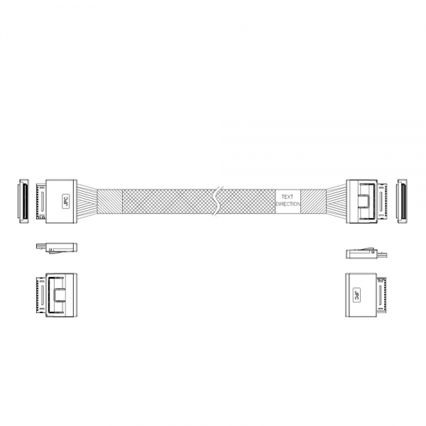 Кабель JPC P5200DR01000-1 Cable OCuLink x8 80P (прямой Straight Type) -TO- OCuLink x8 80P (прямой Straight Type) , 85 Ohm, L:100cm
