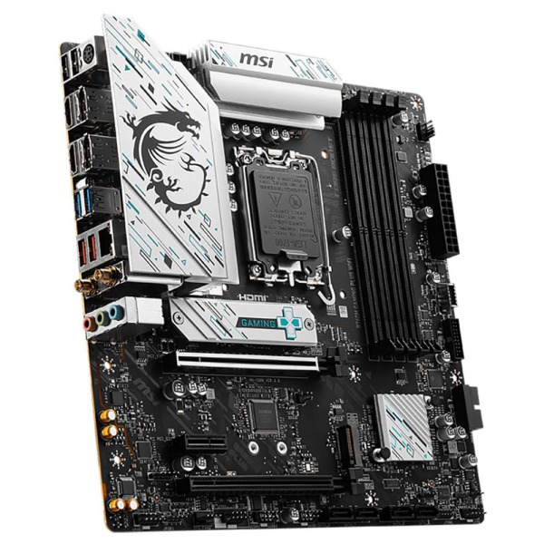 Материнская плата MSI B760M GAMING PLUS WIFI B760, LGA1700, 4*DDR5, 2*PCIEx16, 1*PCIEx1, 2*M.2, 1*TypeC, 2*USB3.2Gen2, 6*USB3.2Gen1, 6*USB2.0, 4*SATA3.0, 2.5G, 2*DP, 2*HDMI, M-ATX, RTL
