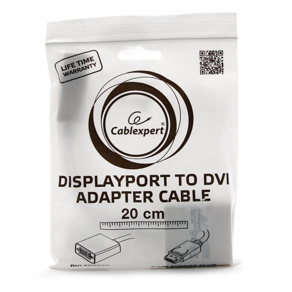 Переходник Cablexpert DisplayPort -> DVI A-DPM-DVIF-002-W 20M/29F, белый, пакет