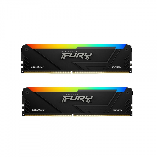 Модуль памяти 32GB Kingston FURY Beast RGB KF432C16BB2AK2/32 DDR4 3200 DIMM Gaming Memory Non-ECC, CL16, 1.35V, Kit (2*16GB), RTL