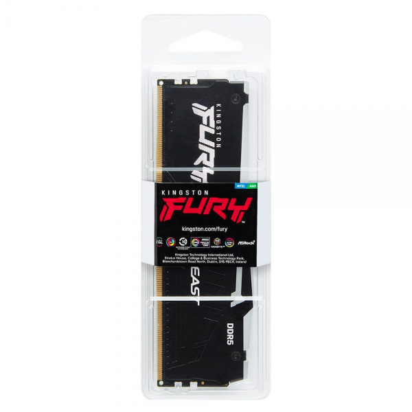 Модуль памяти Kingston 8GB DDR5 5200 DIMM FURY Beast Black RGB Non-ECC, CL40, 1.25V, 1RX8 40-40-40 288-pin, RTL