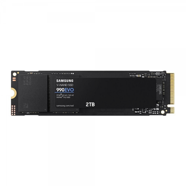 Твердотельный накопитель SSD Samsung M.2 2280 2TB 990 EVO NVMe 2.0, PCIe 4.0 x4, V-NAND TLC, R/W 5000/4200MB/s, IOPs 700 000/800 000, TBW 1200, DWPD 0.33