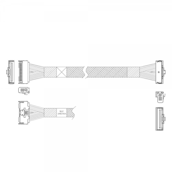 Кабель L285MM004-SD-R Cable MCIO x8 74P (прямой Straight Type) -TO- MCIO x8 74P (угловой Right Angle) , 85 Ohm, L:80cm