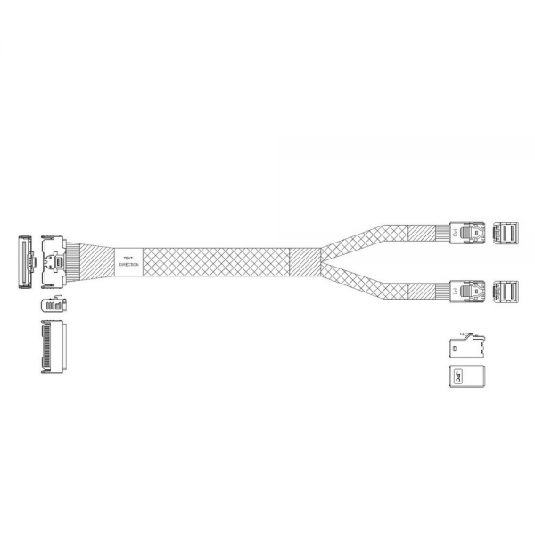 Кабель L285MM012-SD-R Cable MCIO x8 74P (прямой Straight Type) -TO- 2x HD MiniSAS 4i 36P (SFF8643, прямой Straight Type) , 85 Ohm, L:80cm
