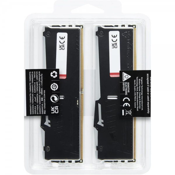 Модуль памяти Kingston 16GB DDR5 5600 DIMM FURY Beast Black AMD RGB On-Die ECC, поддержка AMD EXPO, CL36, 1.25V
