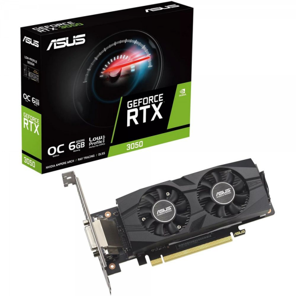 Видеокарта ASUS RTX3050 BRK OC 6GB GDDR6 96bit DVI-D DP HDMI 2FAN LP RTL [RTX3050-O6G-LP-BRK]