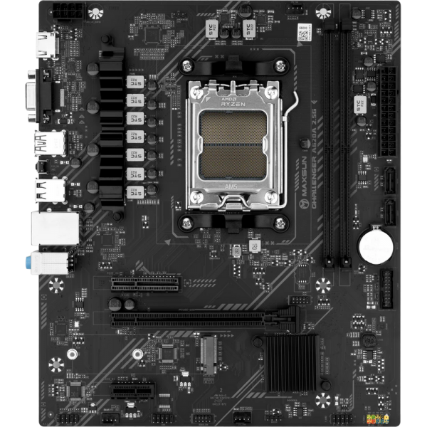 Материнская плата Maxsun MS-Challenger A620A 2.5G A620, AM5, 2DDR5, 1PCIEx16, 1PCIEx4, 1PCIEx1, 1M.2, 6USB3.2Gen1, 4USB2.0, 2SATA3.0, 2.5G, VGA, HDMI, M-ATX, RTL