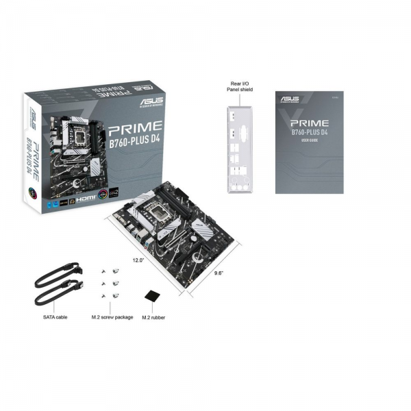 Материнская плата ASUS PRIME B760-PLUS D4 LGA1700 ATX 4xDDR4 2xPCIEx16 2xPCIEx1 3xM.2 USB-C DP HDMI VGA 2.5GLAN (90MB1CW0-M1EAY0)