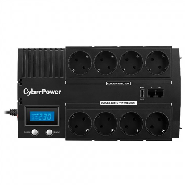 Источник бесперебойного питания ИБП Line-Interactive CyberPower BR1200ELCD 1200VA/720W USB/RJ11/45/USB charger A (4+4 EURO)