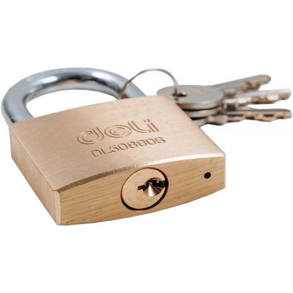 Замок навесной Deli DL508906 Bad Pack латунный, 50мм