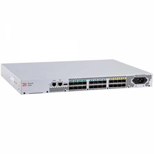 Коммутатор Brocade G610 24-port FC Switch, 24-port licensed, incl 24x 32Gb SWL SFP+, Enterprise SW Bundle (ISL Trunking, Fabric Vision, Extended Fabric), FOS NOTupgradable, 1 PS, Rail Kit, 1Y Warranty