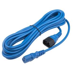 Сетевой кабель Hyperline PWC-IEC13-IEC14-5.0-BL  питания монитор-компьютер IEC 320 C13 - IEC 320 C14 (3x1.0), 10A, прямая вилка, 5м, цвет синий (ПВС-АП-3*1,0-250-C13C14-10-5,0 ГОСТ 30851.1-2002 (МЭК 60320-1:1994))