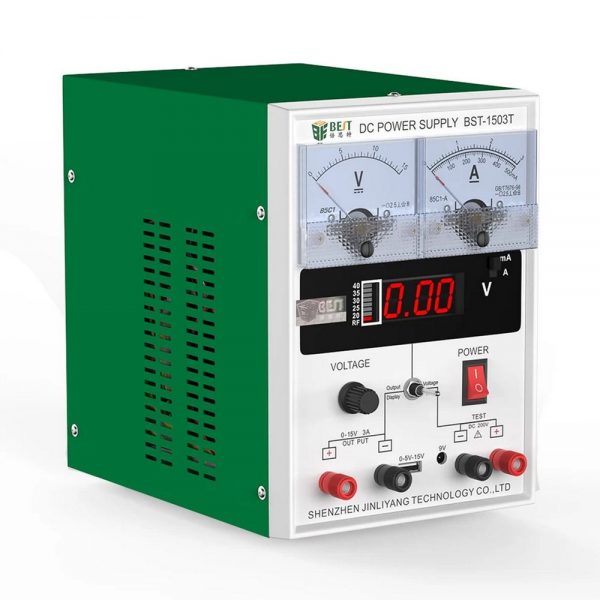 Лабораторный источник питания BST-1503T 15В, 3А, цифровой и аналоговый дисплей, 1 канал