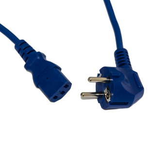 Сетевой кабель Hyperline PWC-IEC13-SHM-5.0-RD  питания компьютера (Schuko+C13) (3x1.0), 10A, угловая вилка, 5м, цвет красный (ПВС-АП-3*1,0-250-S22C13-10-5,0 ГОСТ 28244-96)