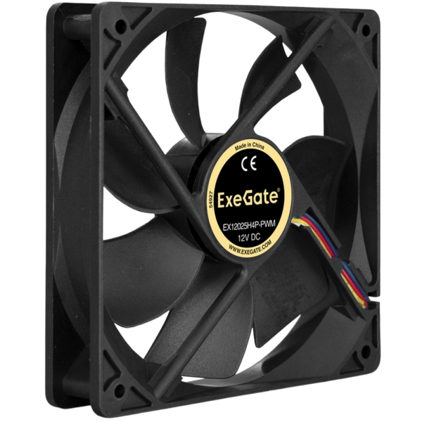 Вентилятор 12В DC ExeGate EX12025H4P-PWM (120x120x25 мм, Hydraulic bearing (гидродинамический), 4pin, PWM, 24dBA)