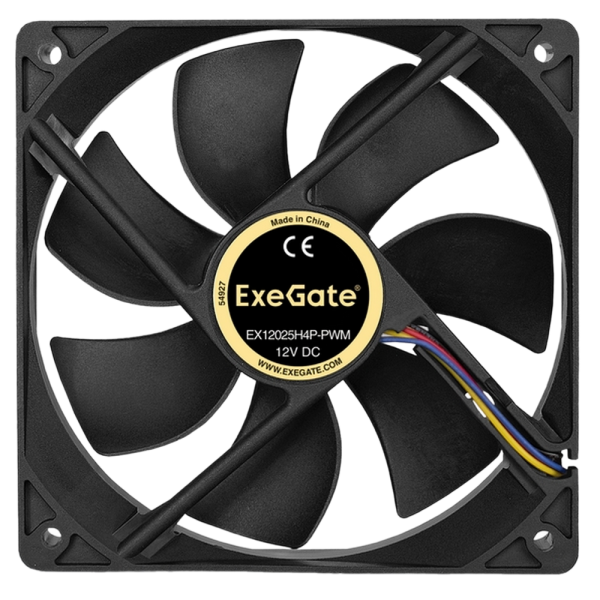 Вентилятор 12В DC ExeGate EX12025H4P-PWM (120x120x25 мм, Hydraulic bearing (гидродинамический), 4pin, PWM, 24dBA)