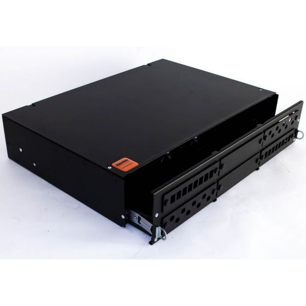 Бокс оптический Hyperline FO-19V-2U-6xSLT-W130H30-48UN-BK Бокс оптический универсальный 19" выдвижной, с полкой, от 8 до 48 портов (SC, duplex LC, ST, FC), со сплайс пластиной, без пигтейлов и проходных адаптеров, 2U, черный