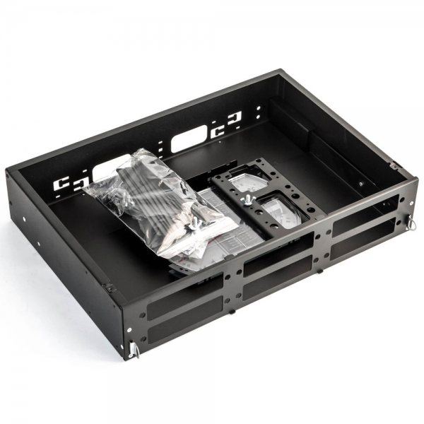 Бокс оптический Hyperline FO-19V-2U-6xSLT-W130H30-48UN-BK Бокс оптический универсальный 19" выдвижной, с полкой, от 8 до 48 портов (SC, duplex LC, ST, FC), со сплайс пластиной, без пигтейлов и проходных адаптеров, 2U, черный