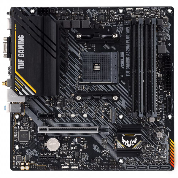 Материнская плата ASUS TUF GAMING A520M-PLUS WIFI AM4 mATX 4хDDR4 1xPCIEx16 2xPCIEx1 M.2 DP HDMI VGA GLAN Wi-Fi 5