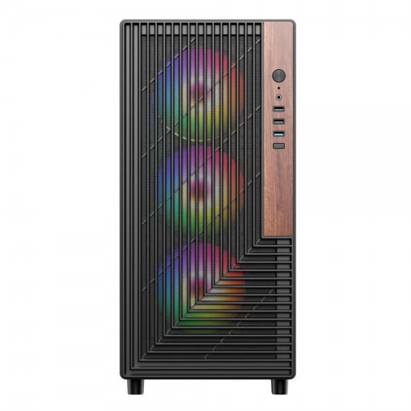 Корпус ACD ACD Citadel 101 ATX, Black, USB3.0*1 + USB2.0*2 + HD AUDIO, 1*12cm H1 argb fan at rear, 3*12cm H1 argb fas at front, TG