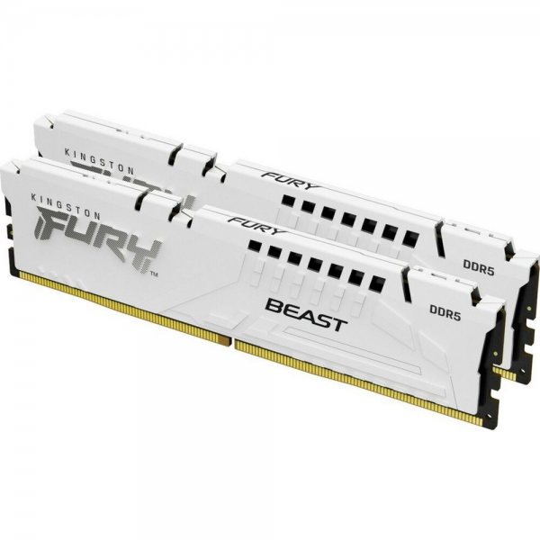 Модуль памяти Kingston 32GB (2x16GB) DDR5 6000MT/s CL36 FURY Beast White EXPO Non-ECC Unbuffered DIMM (Kit of 2) 1RX8 36-44-44 1.35V 288-pin 16Gbit