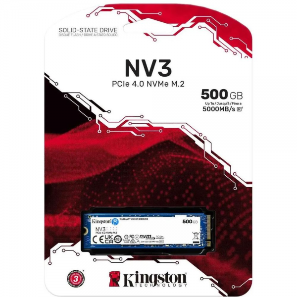 Твердотельный накопитель SSD Kingston SSD Kingston PCIe 4.0 x4 500GB SNV3S/500G NV3 M.2 2280
