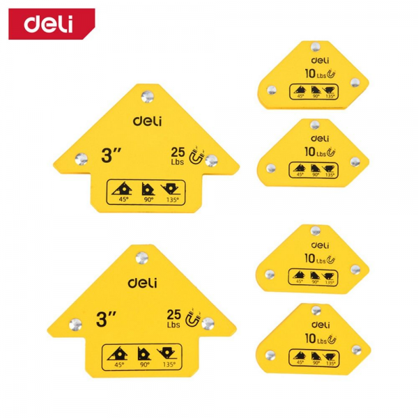 Инструмент зажимной Deli Набор угольников-фиксаторов магнитных для сварки Deli DDL-HDW06-EH1 2 х макс. усилие 11кг, 4 х макс. усилие 4кг, углы 45,90,135 град.