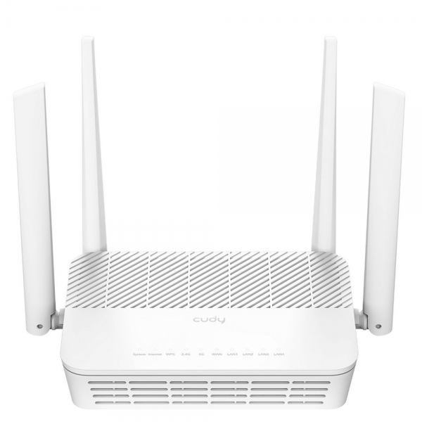 Маршрутизатор CUDY AX3000 2 5G Wi-Fi 6 Mesh Router Dual Band, Chipset MT7981BA+MT7976CN+MT7531AE+RTL8221B, 802.11ax/ac/a/b/g/n, 2402Mbps at 5GHz + 574Mbps at 2.4GHz, 1 x 2.5G Port , 4 x 10/100/1000Mbps Ports, 4 x 5dBi fixed antennas, WiFi router/AP/ Repea