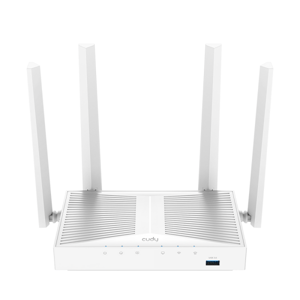 Маршрутизатор CUDY AC1200 Gigabit Wi-Fi Mesh Router with USB, Chipset MediaTek, 5 × 10/100/1000Mbps RJ45 Ports, 4 x 5dBi fixed antennas, 1 USB 3.0, WiFi router/AP/ Repeater/WISP Mode, 802.11ac/a/b/g/n, 867Mbps at 5GHz + 300Mbps at 2.4GHz, Zerotier/Wiregua