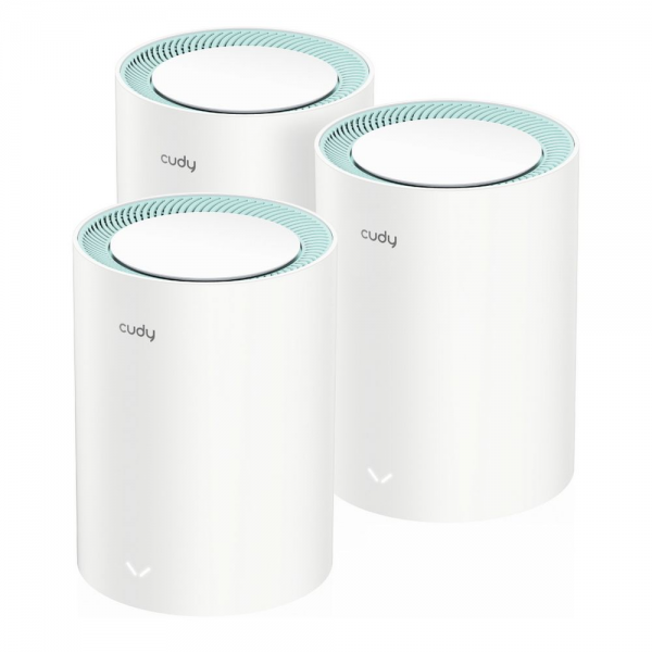 Маршрутизатор CUDY AC1200 Wi-Fi Gigabit Mesh Solution 3-Pack, Chipset MT7621+MT7613B+MT7603, Dual-Band, 867Mbps at 5GHz + 300Mbps at 2.4GHz, 802.11ac/a/b/g/n, 2 Gigabit Ethernet Ports, 4 internal antennas, MU-MIMO, DDNS, Zerotier/Wireguard/OpenVPN/IPSec/L