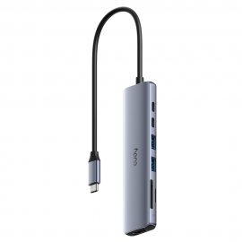 Концентратор CUDY  UH407  7-IN-1 USB C Hub with 4K HDMI 7-IN-1 USB Hub, Aluminium housing, 1 USB-C 3.0 5Gbps male connecter with 25cm cable, 1x 4K@60Hz HDMI Port, 1x 100W USB-C port for PD Charging, 2 USB-A 3.0 5Gbps Data Port, 1 USB-C 3.0 5Gbps Data Port