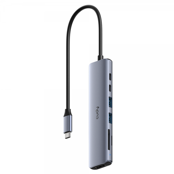 Концентратор CUDY UH407 7-IN-1 USB C Hub with 4K HDMI 7-IN-1 USB Hub, Aluminium housing, 1 USB-C 3.0 5Gbps male connecter with 25cm cable, 1x 4K@60Hz HDMI Port, 1x 100W USB-C port for PD Charging, 2 USB-A 3.0 5Gbps Data Port, 1 USB-C 3.0 5Gbps Data Port