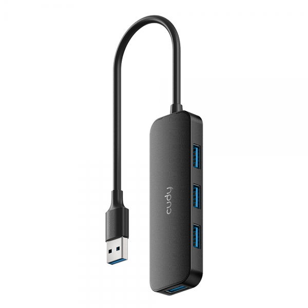Концентратор CUDY UH40A 4-Port USB-A 3 0 Hub USB-A to 4-Port USB-A 3.0 Hub, Plastic housing, 1 USB-A 3.0 5Gbps male connecter with 20cm cable, 4 USB-A 3.0 5Gbps Ports, compatible with MacBook, Mac Pro, Mac mini, iMac, Surface Pro, XPS, PC, Flash Drive,